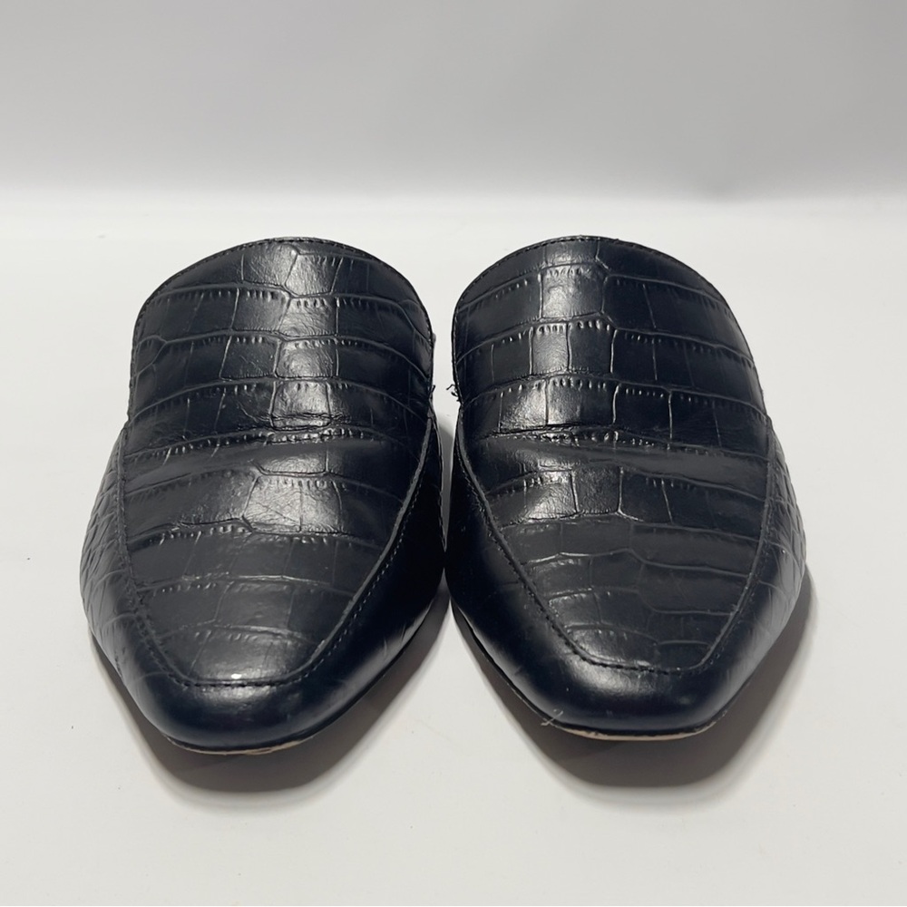 DOLVE VITA Clear Women’s Size 8 Black Slip On Mules. Reptile pattern. Low Heel - Picture 2 of 8